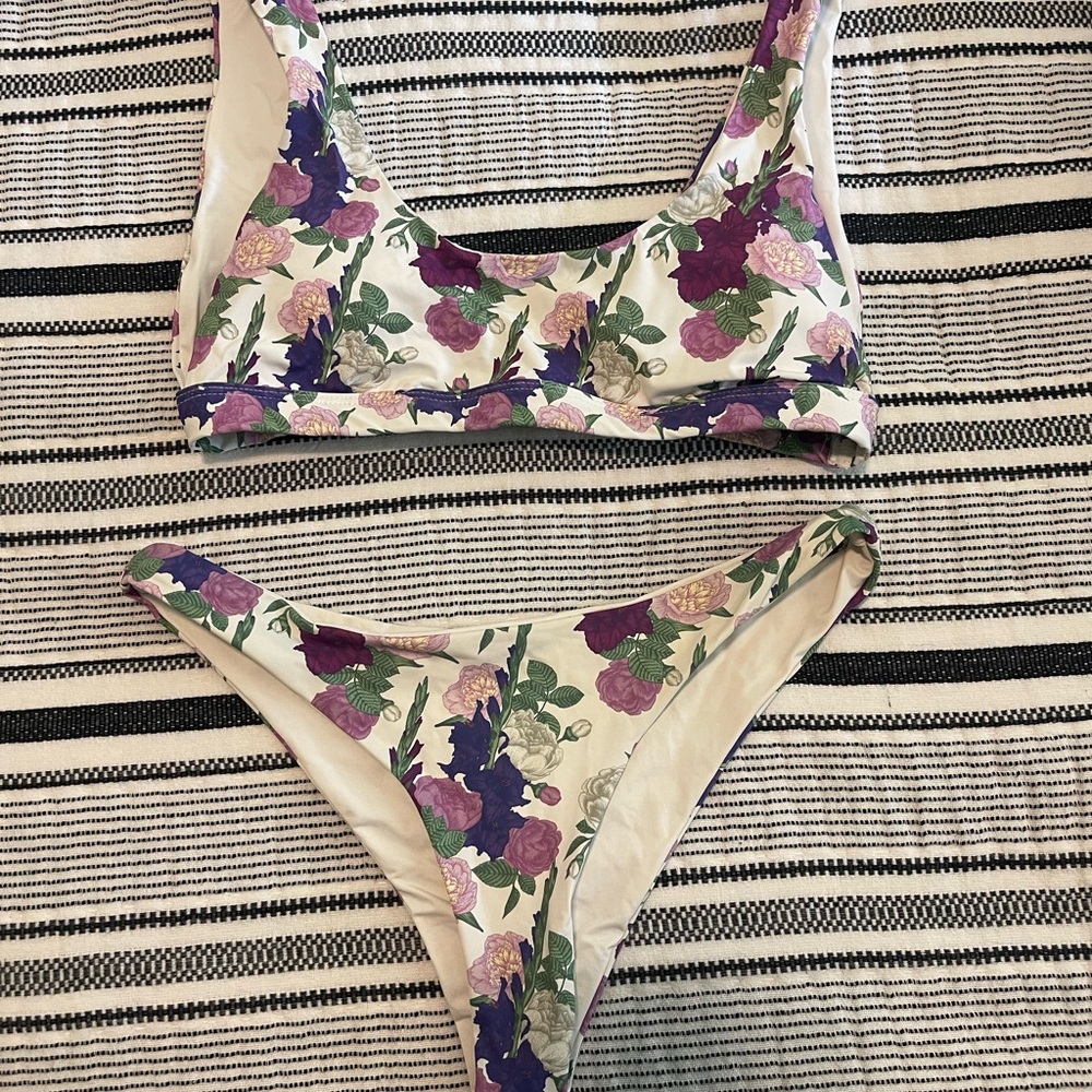 Dip Floral Bikini Set - Purple and Green